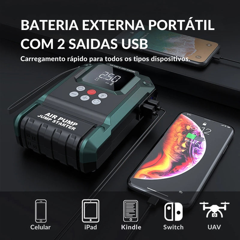 Jump Starter Power Bank 4 em 1